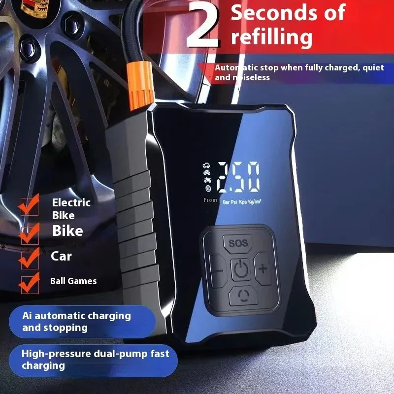 

Portable Car Air Inflatable Pump Wireless Car Tire Inflator Pump Vehicle Mounted Multi-Function Air Compressor for Auto Tires
