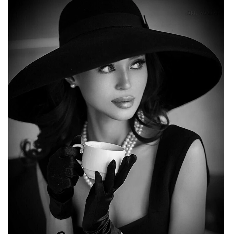 Winter Retro Style Pure 100% Wool Floppy Hat Women Fedora Wide Brim Cloche Bowler Ribbon Band Wedding  Church Hat Party