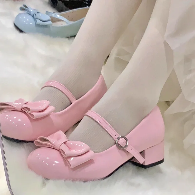 Elegante Damen-Lolita-Prinzessinnen-Schuhe, modische Damen-High-Heel-Schuhe für Party, Hochzeit, glänzende PU-Damen-Freizeitschuhe, Mary-Jane-Schuhe – Detail 2