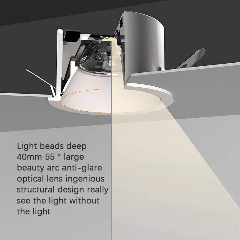 Led Ceiling Light Recessed Spotlight Anti-glare COB Downlight Embedded Three-color Dimming Tuya Hallway