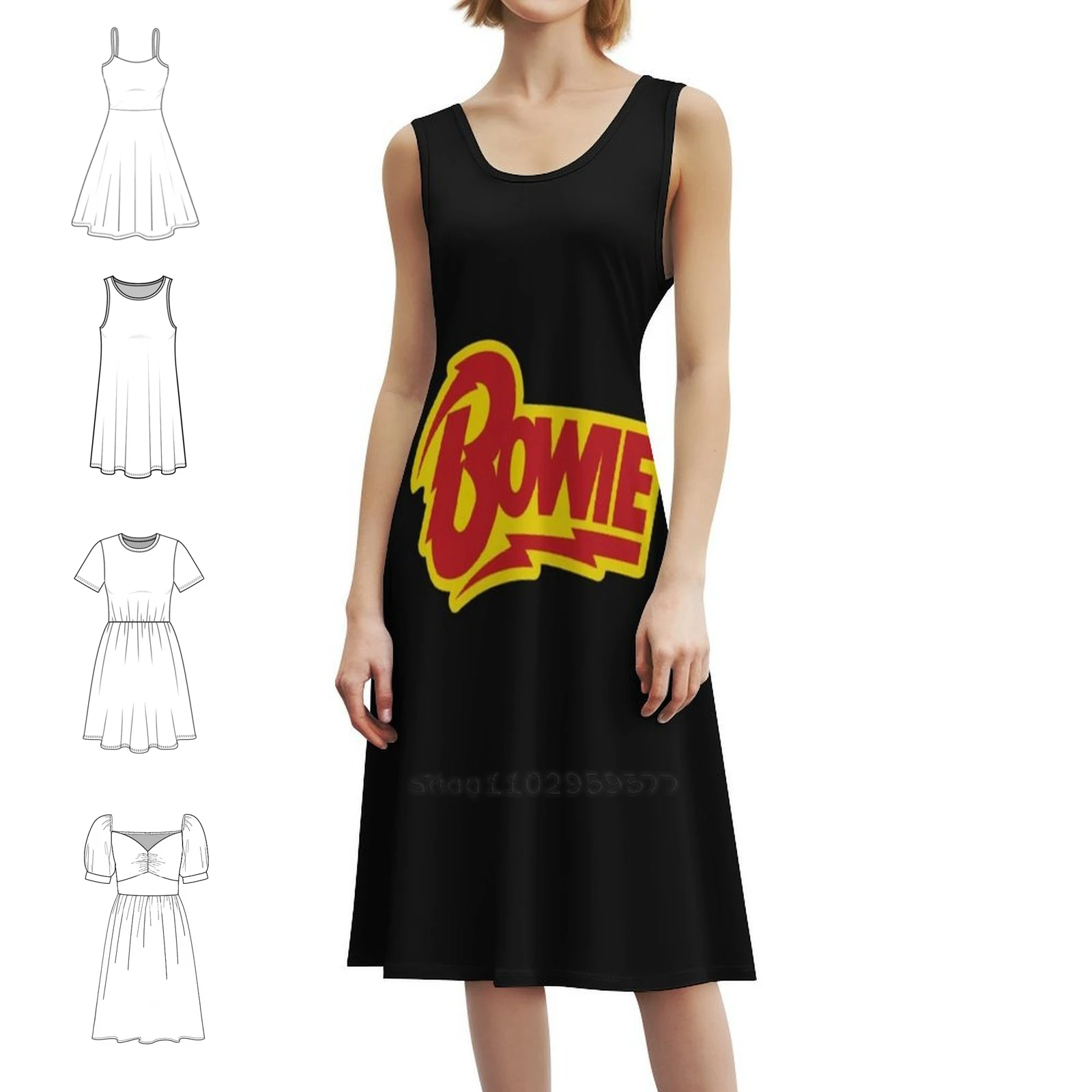 

Повседневное платье в корейском стиле для женщин, простые повседневные офисные женские платья, музыкальные вещи Bowie, женская одежда с длинными рукавами Galaxy