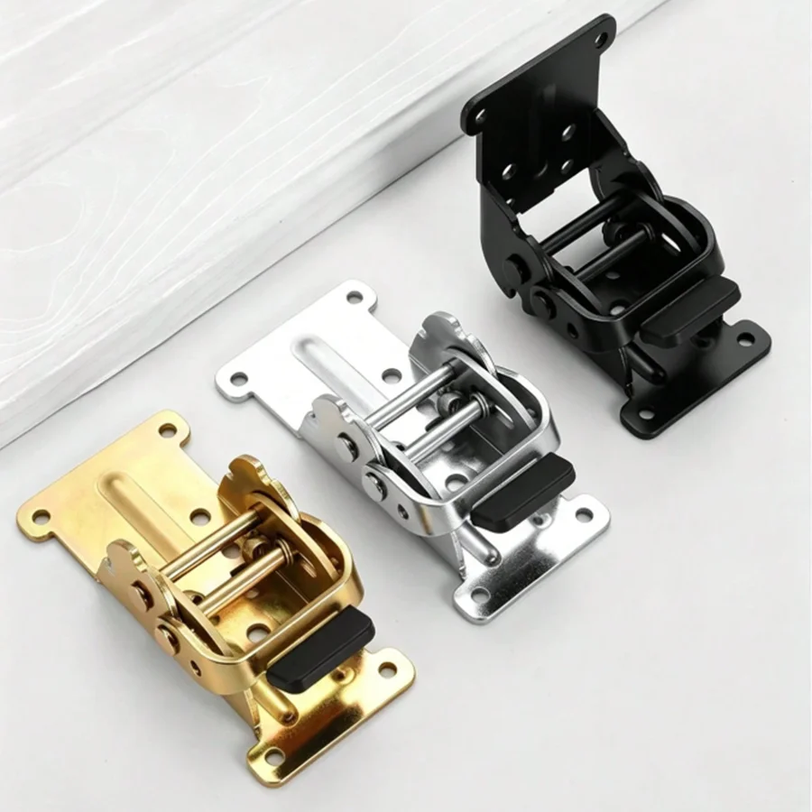 0-90-180 Degree Self-Locking Folding Hinge Carbon Steel Foldable Support Bracket for Table Chair Furniture Leg with Screws