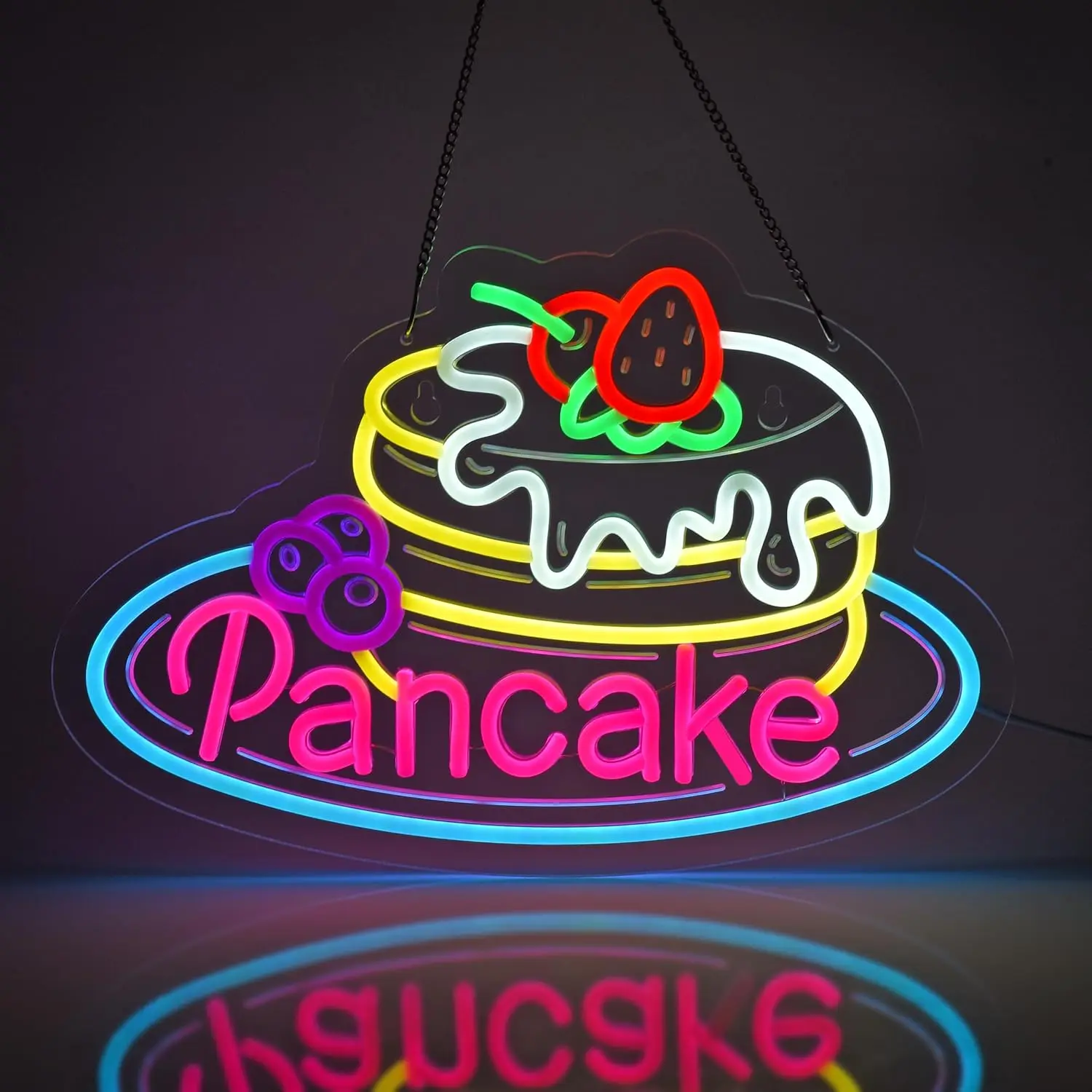 パンケーキネオンサインライト-led-吊り下げ式-ビジネスレストランショップストアハウスバーカフェパーティーホームウォールアートデコレーション-usb調光可能