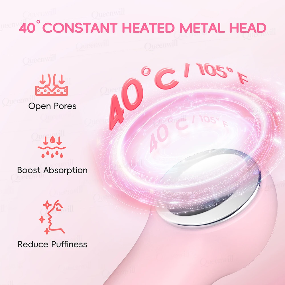 Spazzola per la pulizia del viso sonica portatile Eccellente scrubber per il viso in silicone Riscaldamento Spazzole per la pulizia del viso vibrante per una pulizia profonda