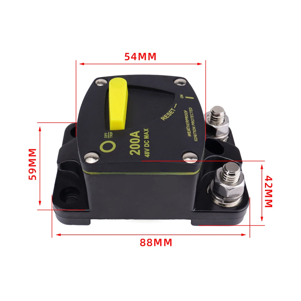 

Marine Circuit Breaker for Boat Trolling 50/100/150/200/250/300 Amp Manual Reset Waterproof 12V-48V DC - Selectable Amperage