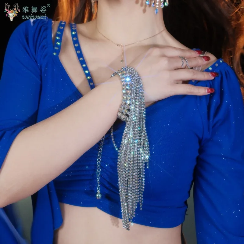 

Belly Dance Jewelry Sparkle Bracelet High-end Elegant Mittens Female Adult Exquisite Performance Rhinestone Matching Accessories