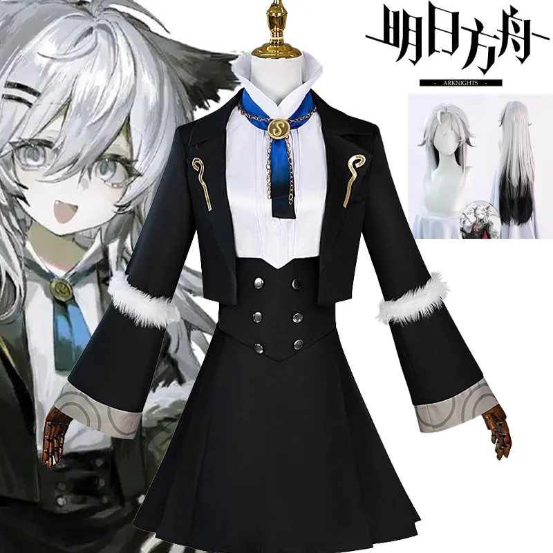 Game Arknights Lappland Cosplay Costume Black Uniform Dress Wig Halloween Carnival Party Christmas Outfits Adult Women Play Role