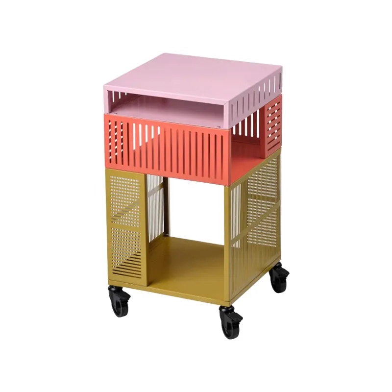 Simple color locker with casters mobile cart storage rack multi-color mobile cabinet