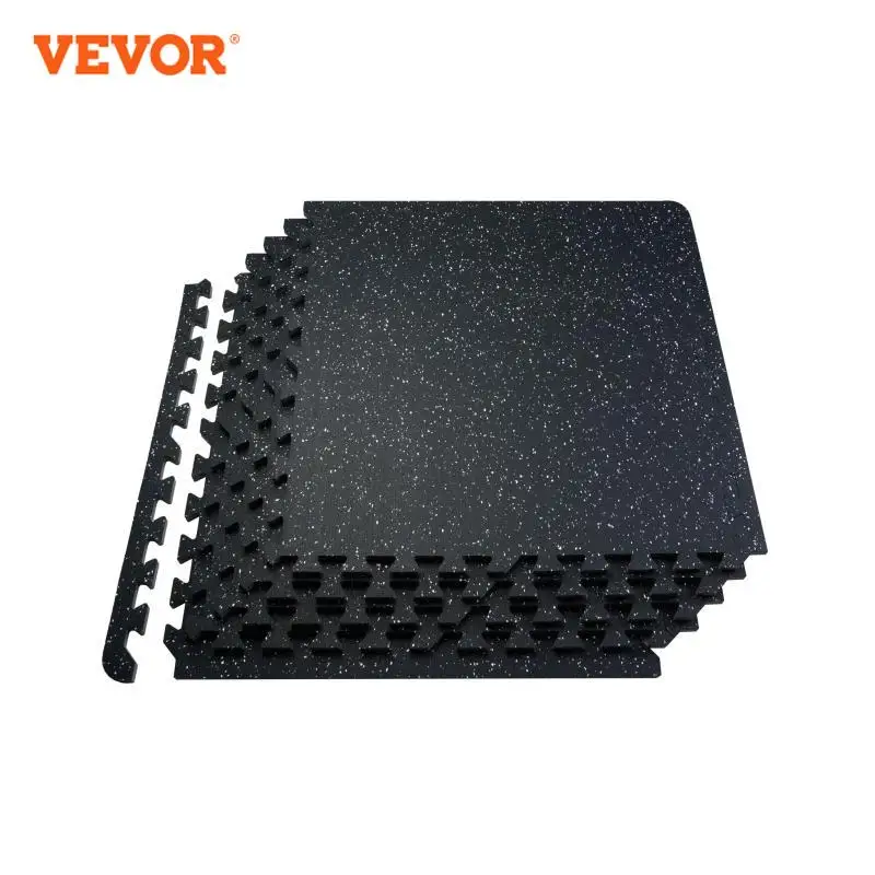 VEVOR 0.56 Inch 25 Tiles Rubber Top with EVA Foam Thick Floor Mats 24/48/100 sq.ft Coverage Interlocking Puzzle for Gym Home