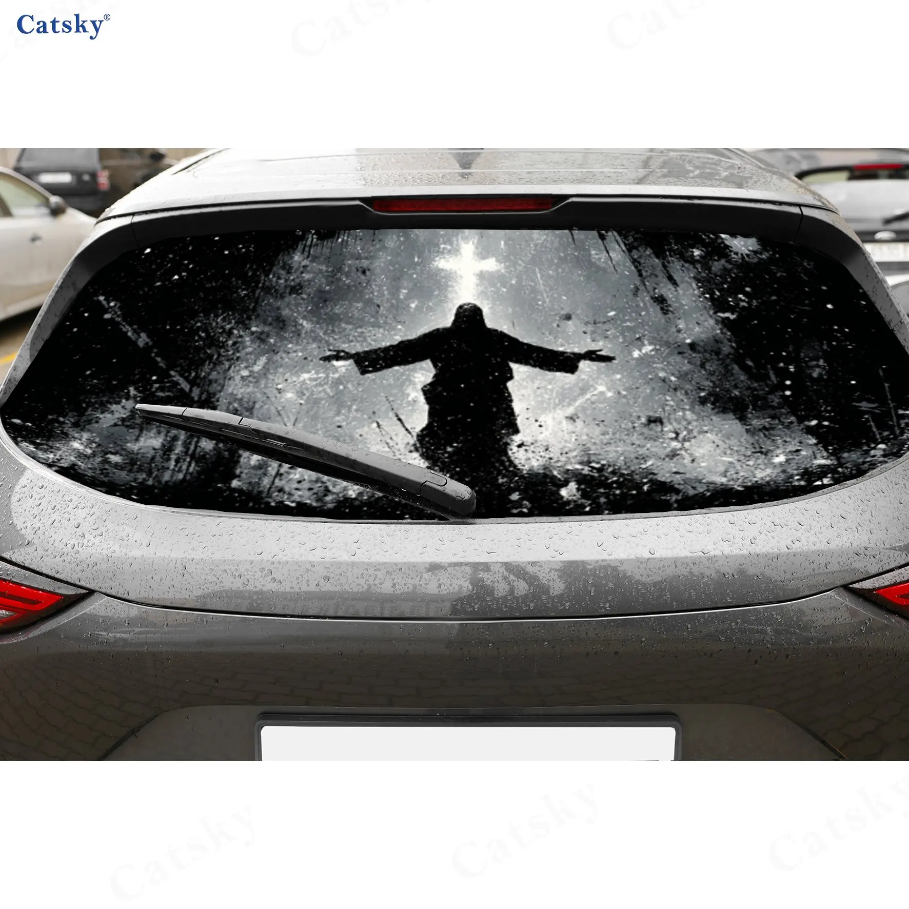 Autocollants en vinyle perforé pour voiture Salvation Light Jesus PVC, autocollant durable pour pare-brise de voiture, autocollant imperméable pour fenêtre de voiture