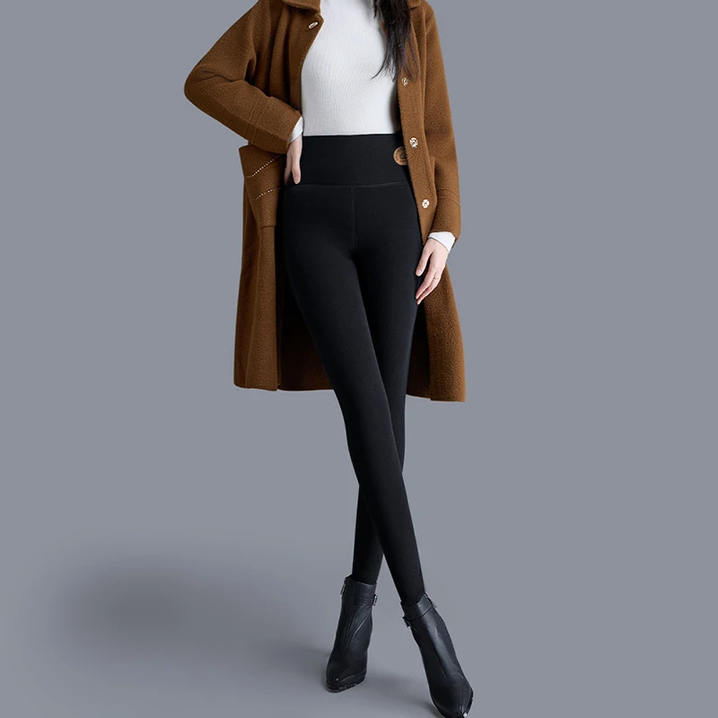 Women Tummy Contro Slimming Black Leggings Out Wear Thicken Thermal Winter Leggings Stretch High Waist Cold Leggings for Woman