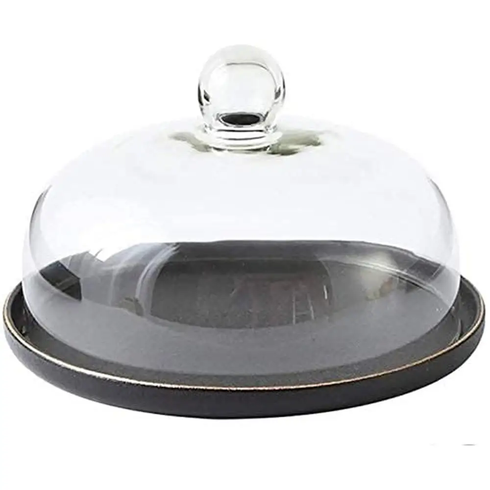 Multi-Purpose Cake Stand Glass Dome Dessert Display Tray Cheese Salad Dust Clear Transparent Stable Structure Easy Storage