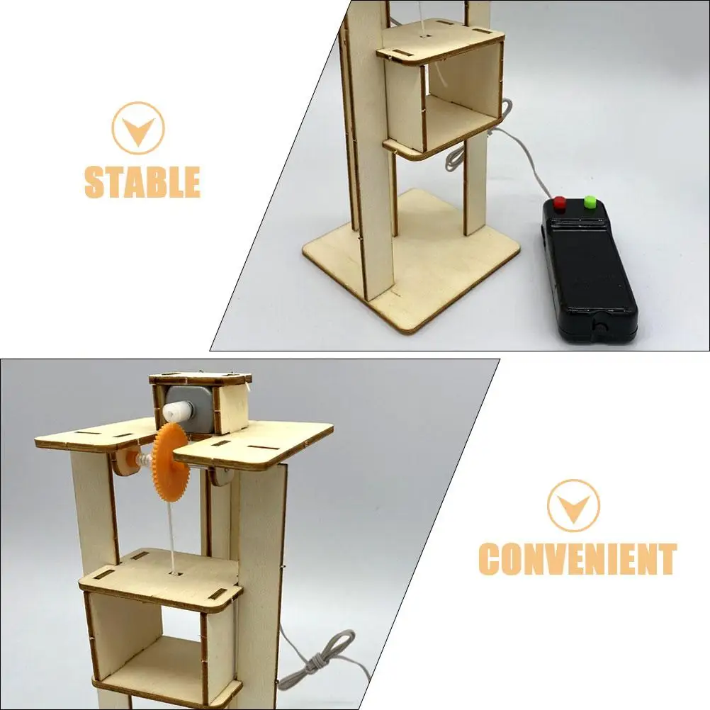 

2Pcs DIY Elevator Making Kit Educational Assembly Plaything Model Science Kits Wooden Elevators Puzzle Toy Science Experiment