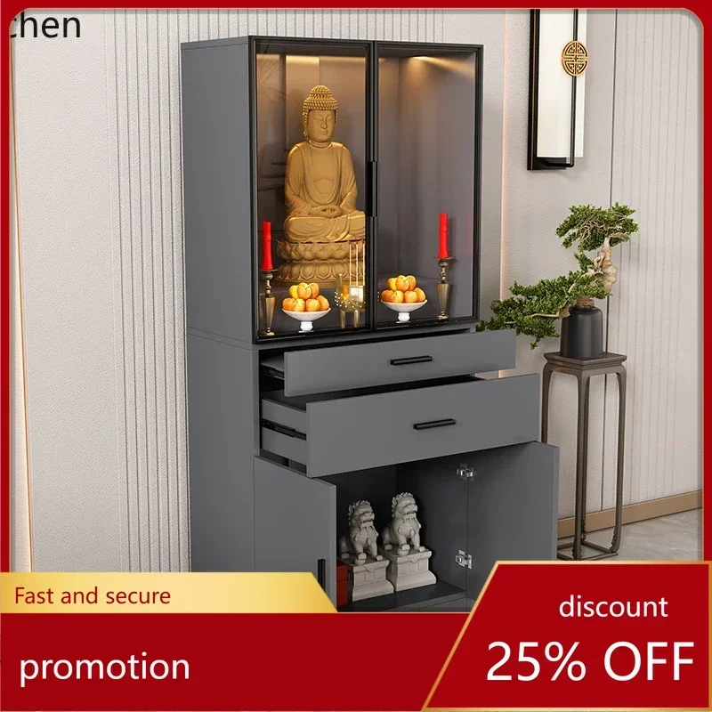 AA  Buddhist platform modern simple Buddhist cabinet with glass door God of Wealth table incense table shrine vertical cabinet