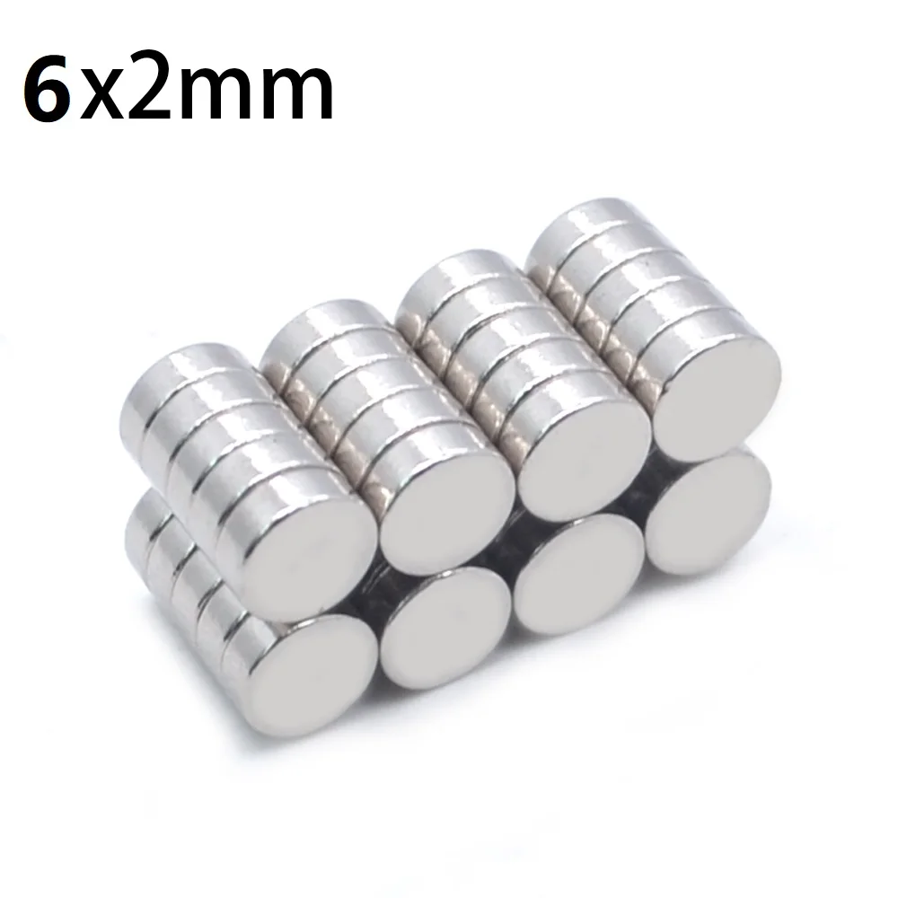 100 Pieces/lot 6x2mm Strong Round Magnets for Fridge, DIY, Building, Scientific, Craft, Education 6*2mm