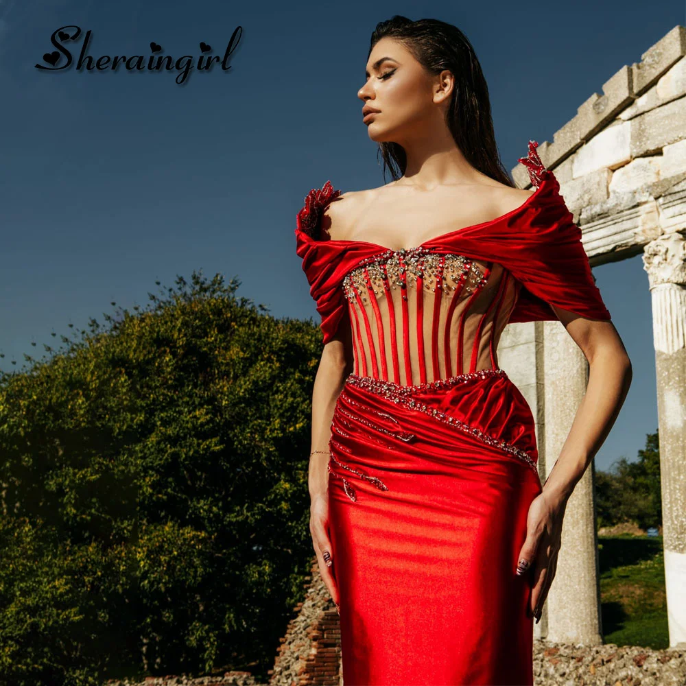 

SHERAIN Gorgeous Tight Bust Evening Dresses Beading Rhinestones Pleat for Women Vestidos Para Mujer Elegantes Bonitos Customized