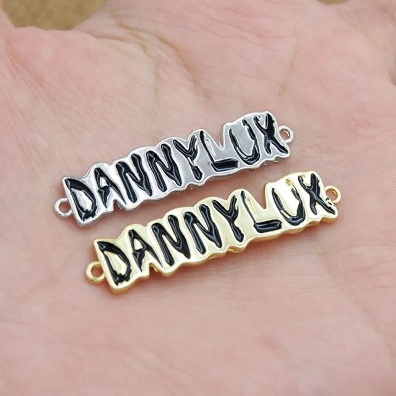 

10Pcs Letter Plated Connector Copper Black Enamel Approx 38.9x9mm Jewelry Special Gift For Women