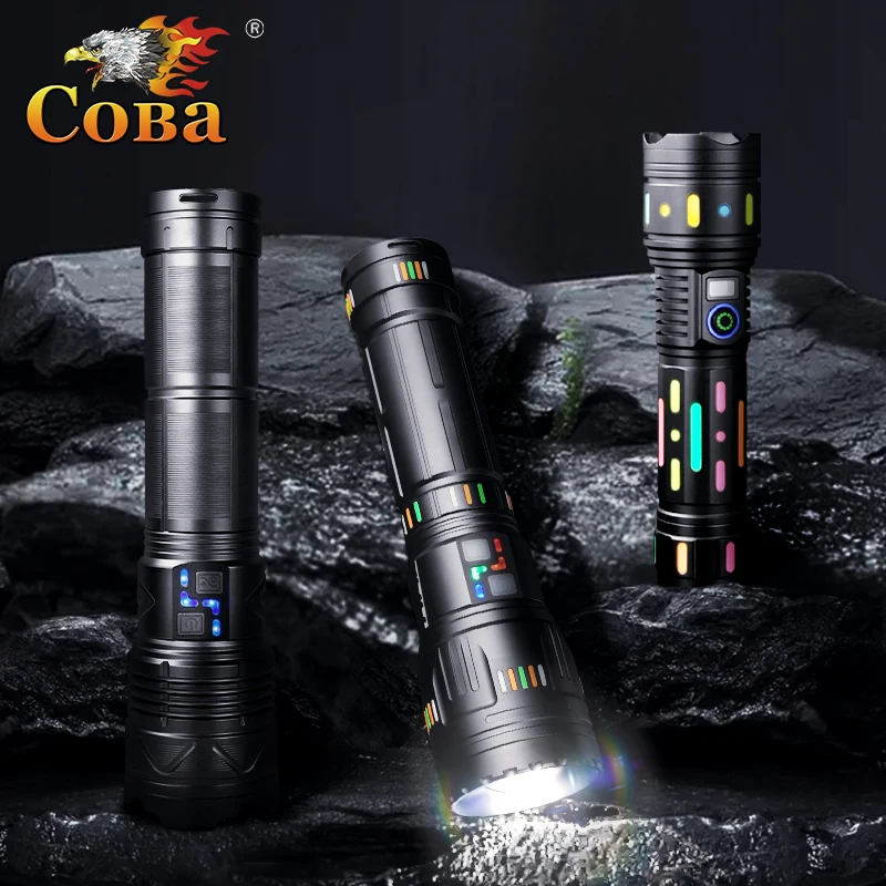 Ultra Powerful LED Flashlight Super Bright Long Range Tactical Zoom Emergency Torch Camping Lantern WIth Power Display Function