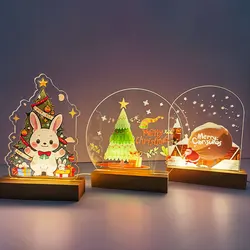 子供の寝室のためのカスタムアクリルLEDナイトライト、USBランプ、santaClaus、クリスマス、家の装飾