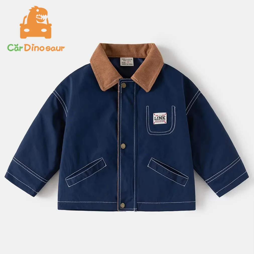 

2025 Spring Autumn 2 3 4 5 6 8 Years 90 -130cm Children Color Patchwork Tops Handsome Kids Baby Boys Loose Outdoor Jacket