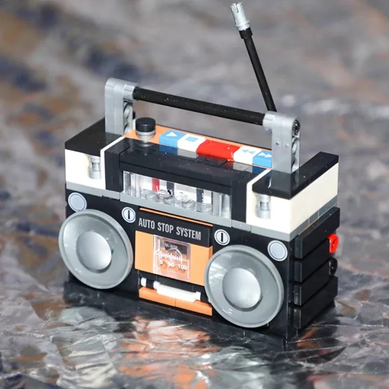 JAKI-DIY Mini Blocks Bricks Building Toy para Crianças, Retro Boombox, Cassette Radio, Music Tape Player, Modelo de Máquina, Sem Caixa, 8215