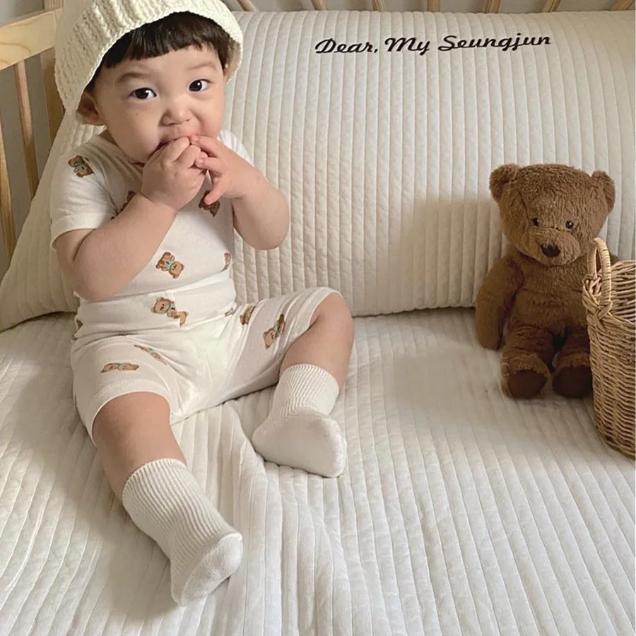 2025 Summer Cotton Children's Sets Kids Home Wear Clothing Korean Summer Baby Pajamas Set Baby Air Conditioning Clothing