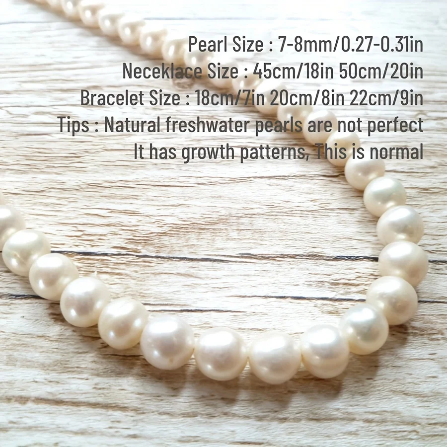 MYSOYA 7-8mm Collana di perle d'acqua dolce bianche Gioielli unisex con confezione regalo Regalo perfetto per matrimonio Compleanno Natale Capodanno