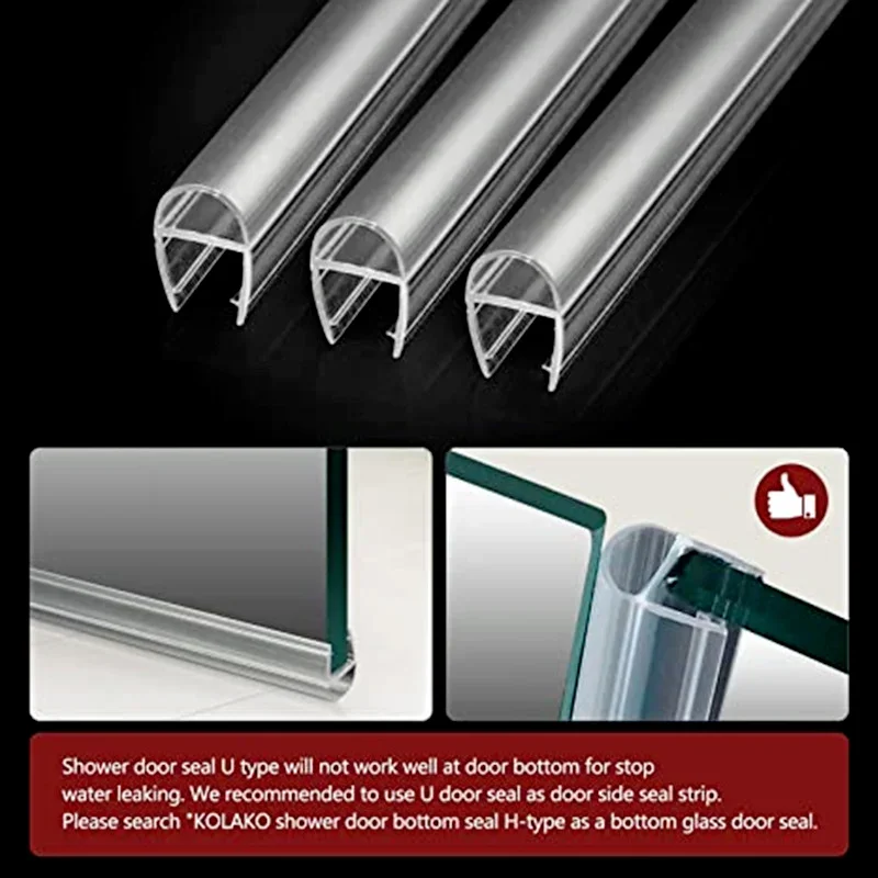 Glue-free Bath Shower Screen Door Seal Strip 4 to 12mm Rubber Glass Door Weatherstrip Portable Window Glass Fixture Accessories