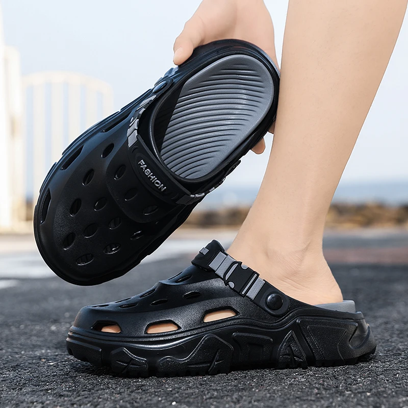 Herren- und Damen-Paar-Sommer-Outdoor-Rutschfeste, geruchshemmende, geschlossene Zehenpantoffeln, große Strand-Sandalen und Pantoffeln für – Detail 20