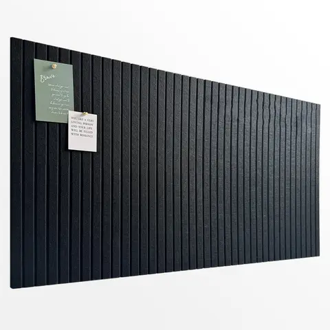 6pcs Large Black Cork Board Office Wall Paneling Felt Bulletin Slat Tile for Organizing And Displaying