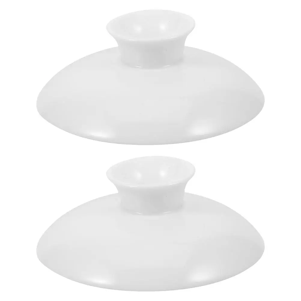 2Pcs Ceramic Tea Cup Lid Replacement White Universal Fit Heat Resistant Cover for Hotel Restaurant Teaware Lid