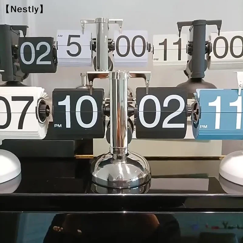 Living Room Desktop Clock Crafts A Flipping Clock With Page Turning Automatically For Modern Home Decoration〔Nest〕