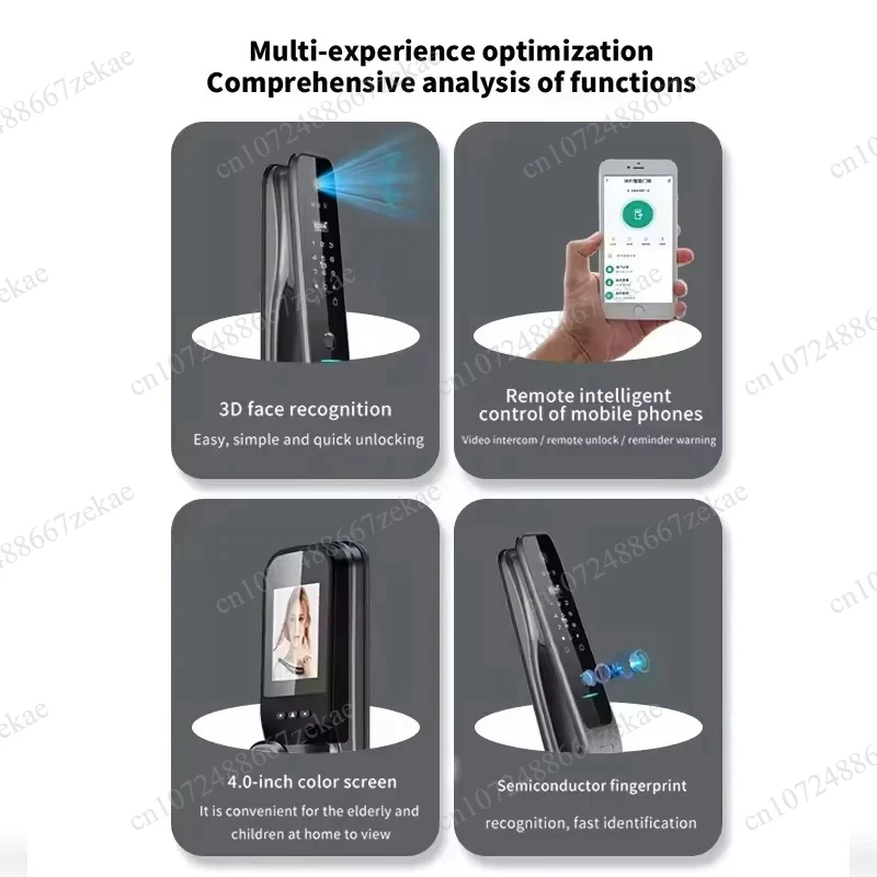 HX5 Smart Door Lock, 3D Face Recognition, WiFi Digital Electronic Lock with Camera, RFID Card, Tuya Smart, Home Security