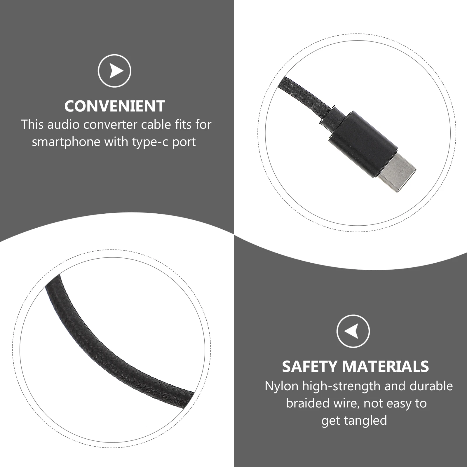 

Audio Converter Type-C To 3.5Mm Nylon Braided Adapter For Type-C To 3.5Mm Adapter Smartphone Headset Jack Earphone Alloy Shell