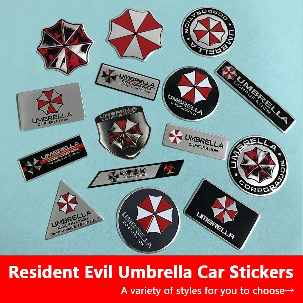 Motorcycle Exhaust Pipe Modification Accessories Resident Evil Umbrella Metal Aluminum Label Decal Shock Absorber Decor Stickers