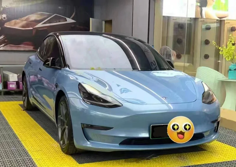 

Glossy Paint Metallic Ice Crystal Blue Vinyl Wrap Film Car Wrapping Sheet with Air Bubble Free DIY Adhesive Decal