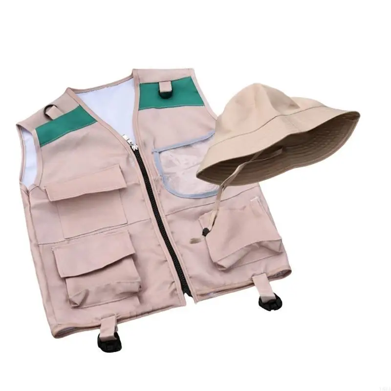 Y88a Outdoor voor kinderen verkleed en doen alsof ik kostuums wasbare kinderen -vest hoed voor