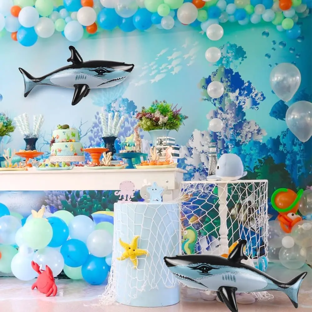 33inch Lovely Rainbow Colorful Dolphin Balloon Sea World Theme Party Shark Inflatable Toys Beach Pool Party Birthday Decorations