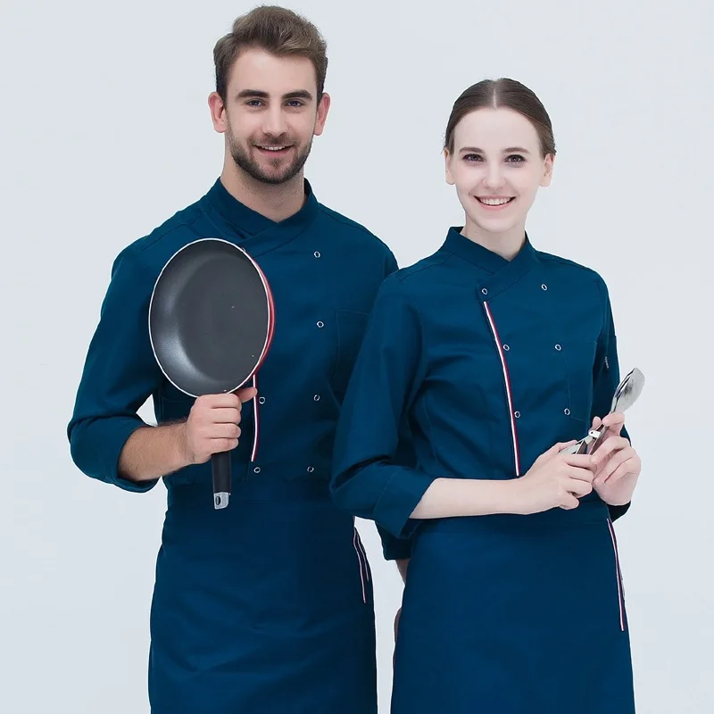 

X2119 Adult Hotel Chef's Uniform Male Chef Jacket Lady Long-sleeved Restaurant Wear Kitchen Chef's Work Clothes