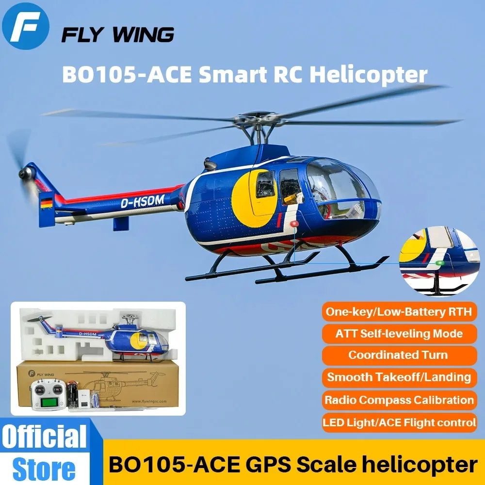 BO-105 2.4G 6CH Brushless Motor GPS Stabilized ACE Flight Controller With LED Light 470 Class FLYWING Helicopter