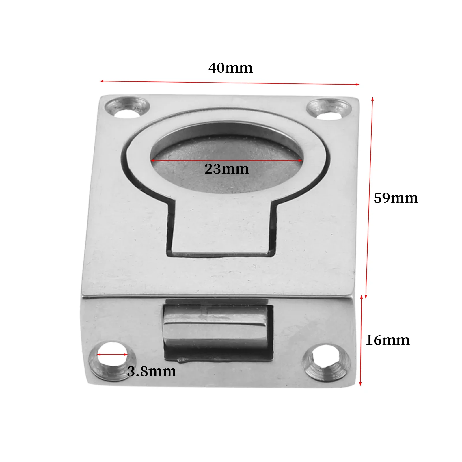 2pcs Marine Grade 316 Stainless Steel Rectangle Recessed Hatch Pull Buckles Floor Latch Flush Ring Pull for Boat Hatches Cabinet