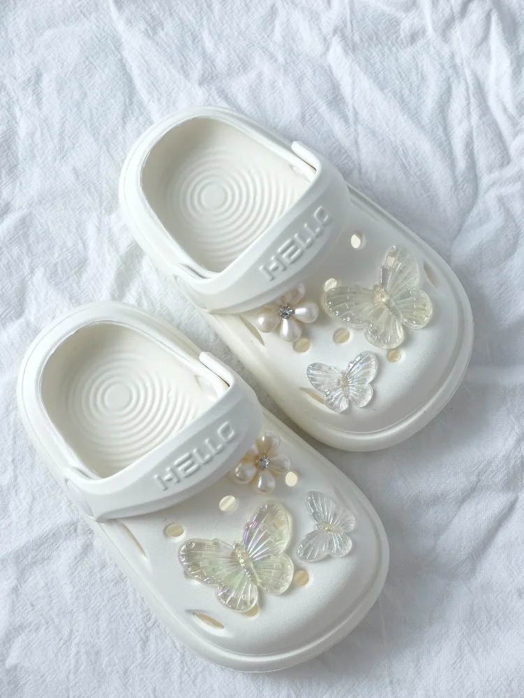 

2025 new slippers girls wear slippers outside in summer, colorful butterfly flower sandals