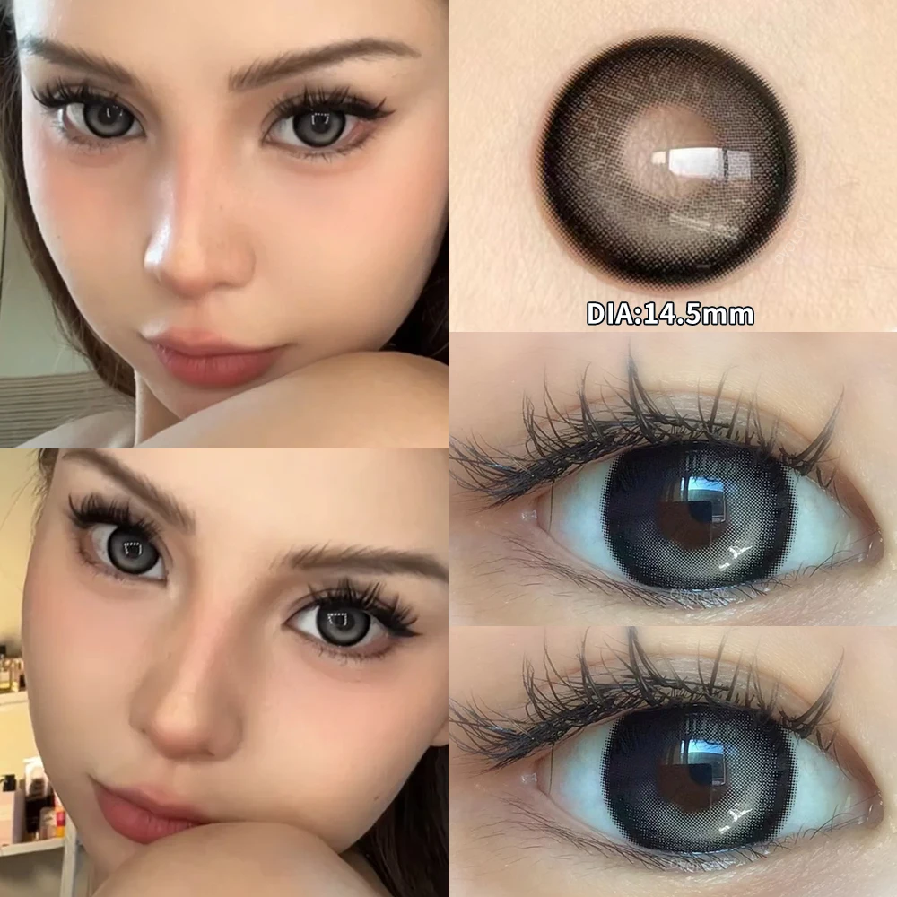 OVOLOOK-1 Pair(2pcs) Blue Contact Lenses Myopia Pupils With Diopters Fashion Lenses for Eyes Color Lenses Prescription Lenses