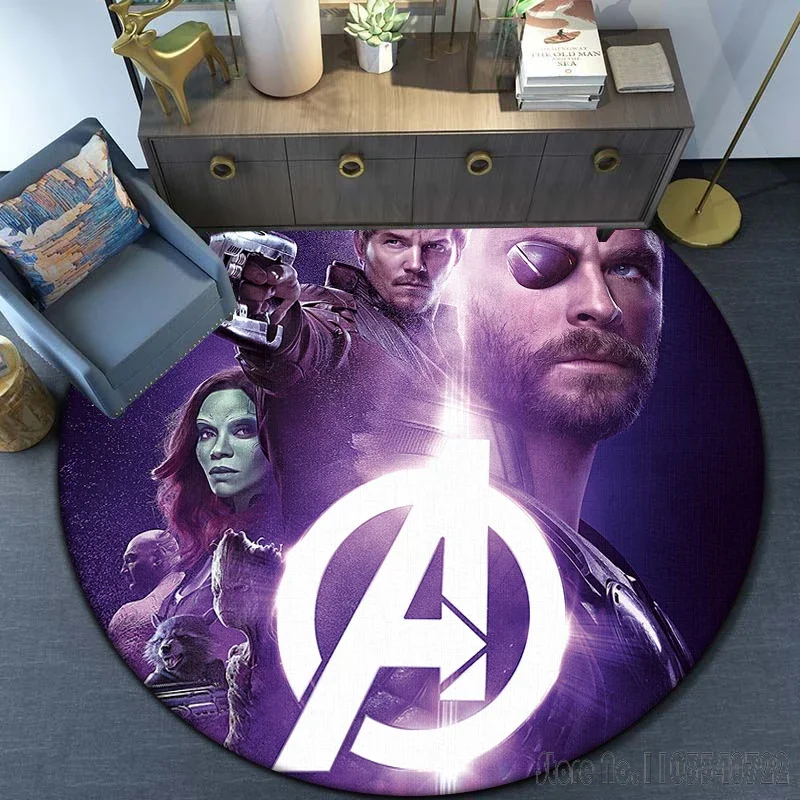 The Avengers HD-gedruckter runder Teppich, 120 cm, Krabbelspiel, rutschfeste Bodenmatte für Kinderteppich, Wohnzimmerdekoration