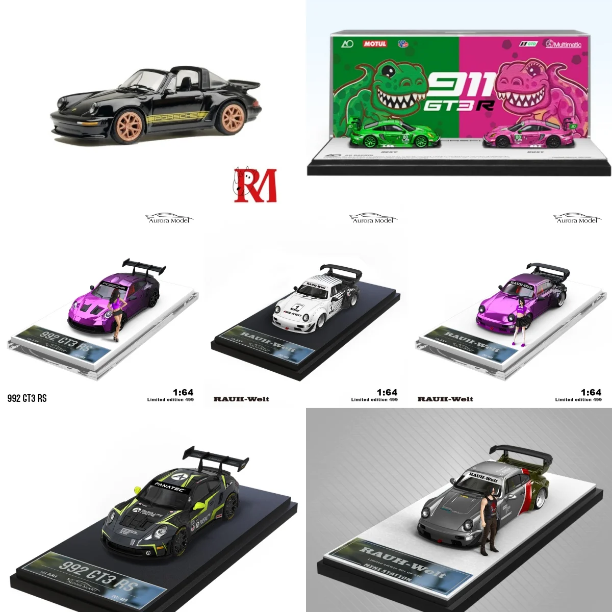 TimeMicro&ModernArt 1:64  RWB 964 Flower Dragon - Gift Box Edition alloy simulation car model