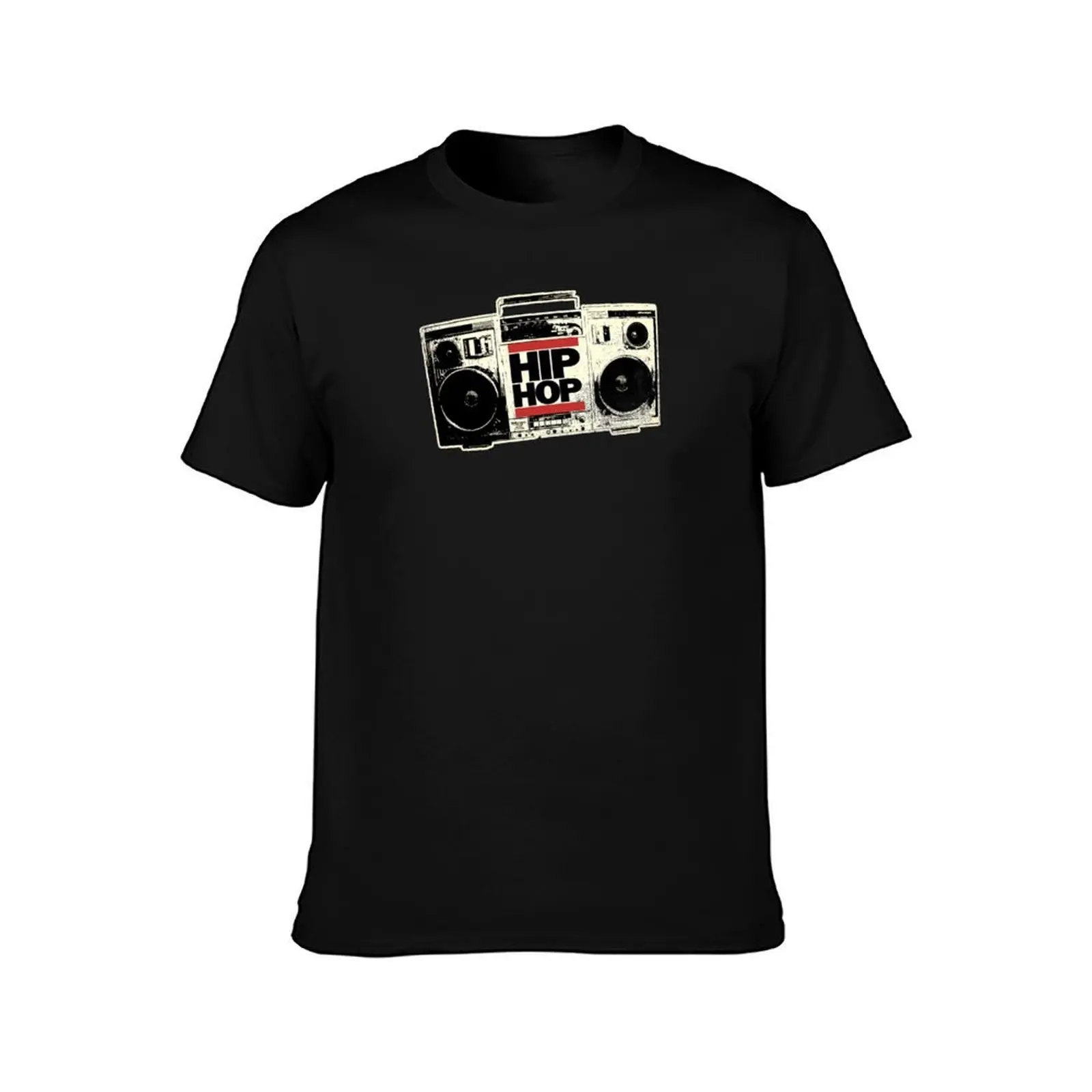 HIP HOP BOOMBOX T-Shirt, Summer Casual Cotton Tee, Oversized Streetwear Tops, Vintage Graphic Print, Loose Fit Short Sleeve