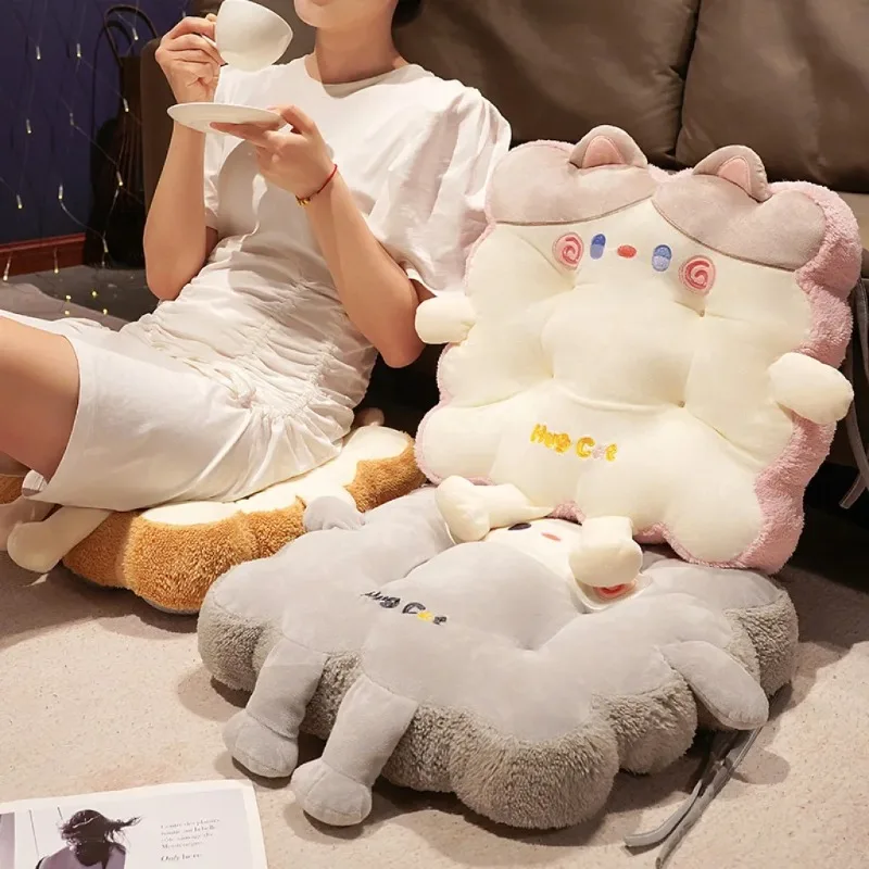 40CM Cute Cartoon Cushion Kitten Plush Pillow Toy Soft Thick Bay Window Tatami Bedroom Floor Cushion Office Chair Cushion Gift