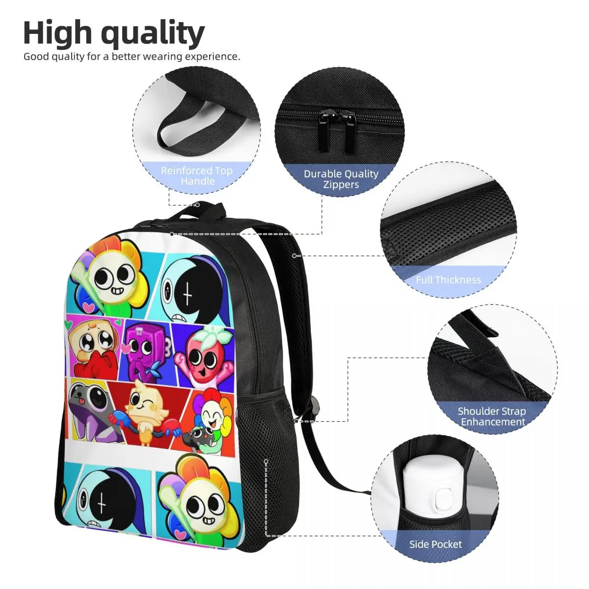 حقيبة ظهر مضحكة لشخصيات العالم من Dandys للرجال والنساء في سن المراهقة في المدرسة الثانوية للأعمال حقيبة كمبيوتر محمول من القماش حقائب رياضية