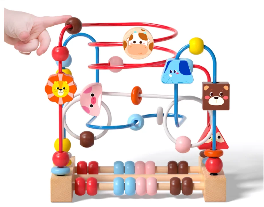 Wooden Bead Maze Toys for Toddler Bead Toy Colorful Roller Coaster Preschool Educational Learning Toys Birthday Gifts 1 2 3 Year