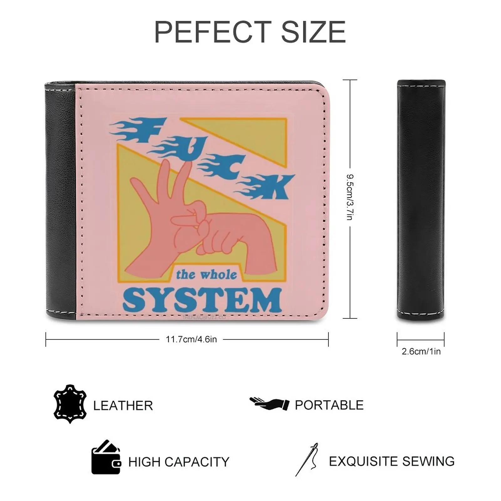 F * The System-The Peach Fuzz Men Wallet Pu Leather Short Male Purses Credit Card Wallet For Men Money Bag Acab Police Blm